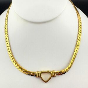 Vintage Gold Plated Open Heart Metal Chain Necklace